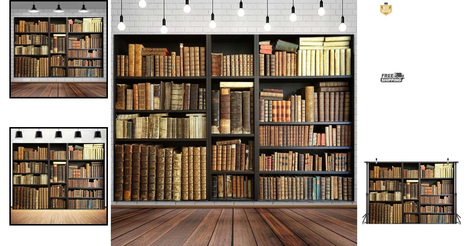 Portable 20x10FT Retro Bookcase Backdrop – Ideal for Stunning Photo Shoots!