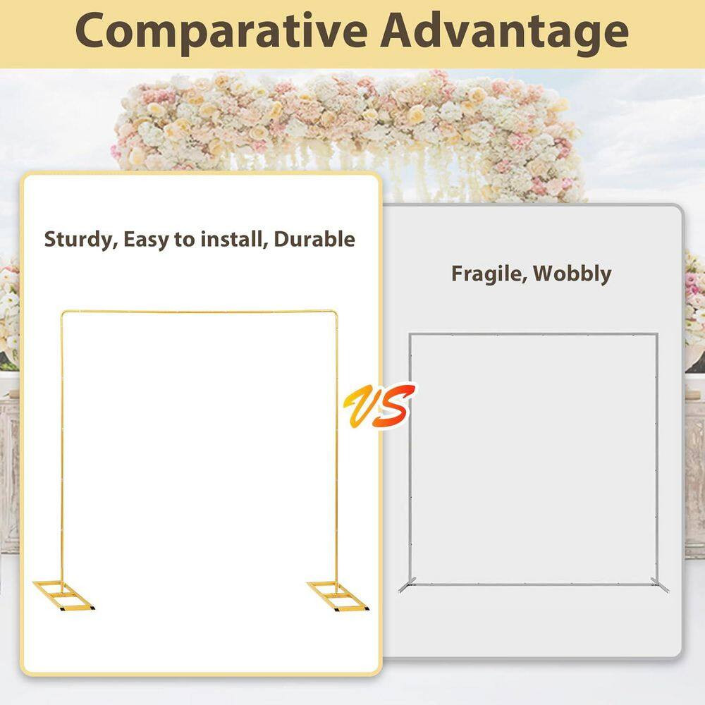 Square Metal Backdrop Stand 6.5 Ft. Adjustable Wedding Arch Rectangle Stand with