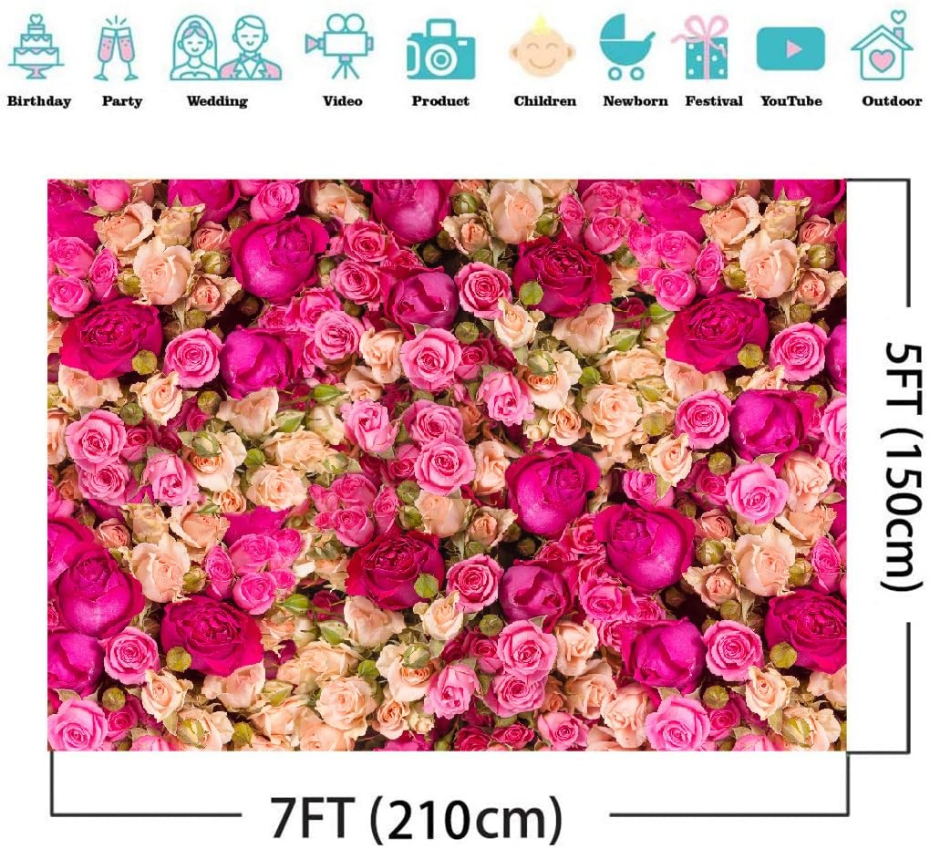 Pink Red Rose Floral Studio Photography Background Vinyl 7X5FT DH358