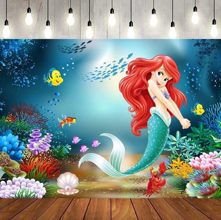 The Little Mermaid Photo Backdrop Under the Sea 7ft X 5ft, Princess Ariel, NIB