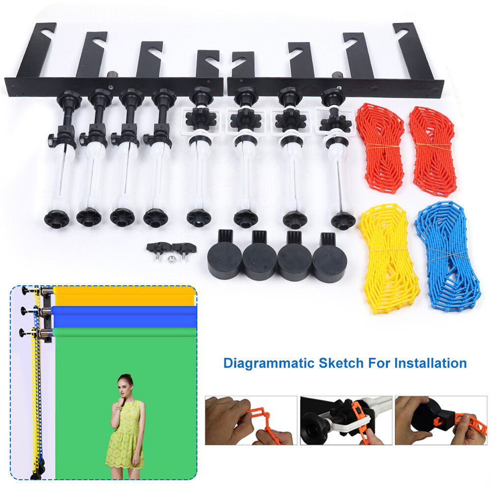 4-Roller Photography Wall Mounting Support Stand Kit Manual Background Holder US