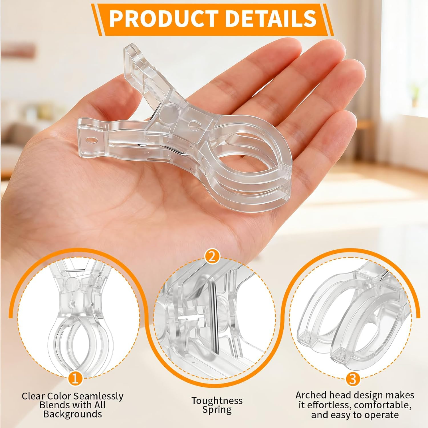 10 Pack Balloon Arch Clips, Large Clear Spring Clamps for Backdrop, 3.5” Plasti