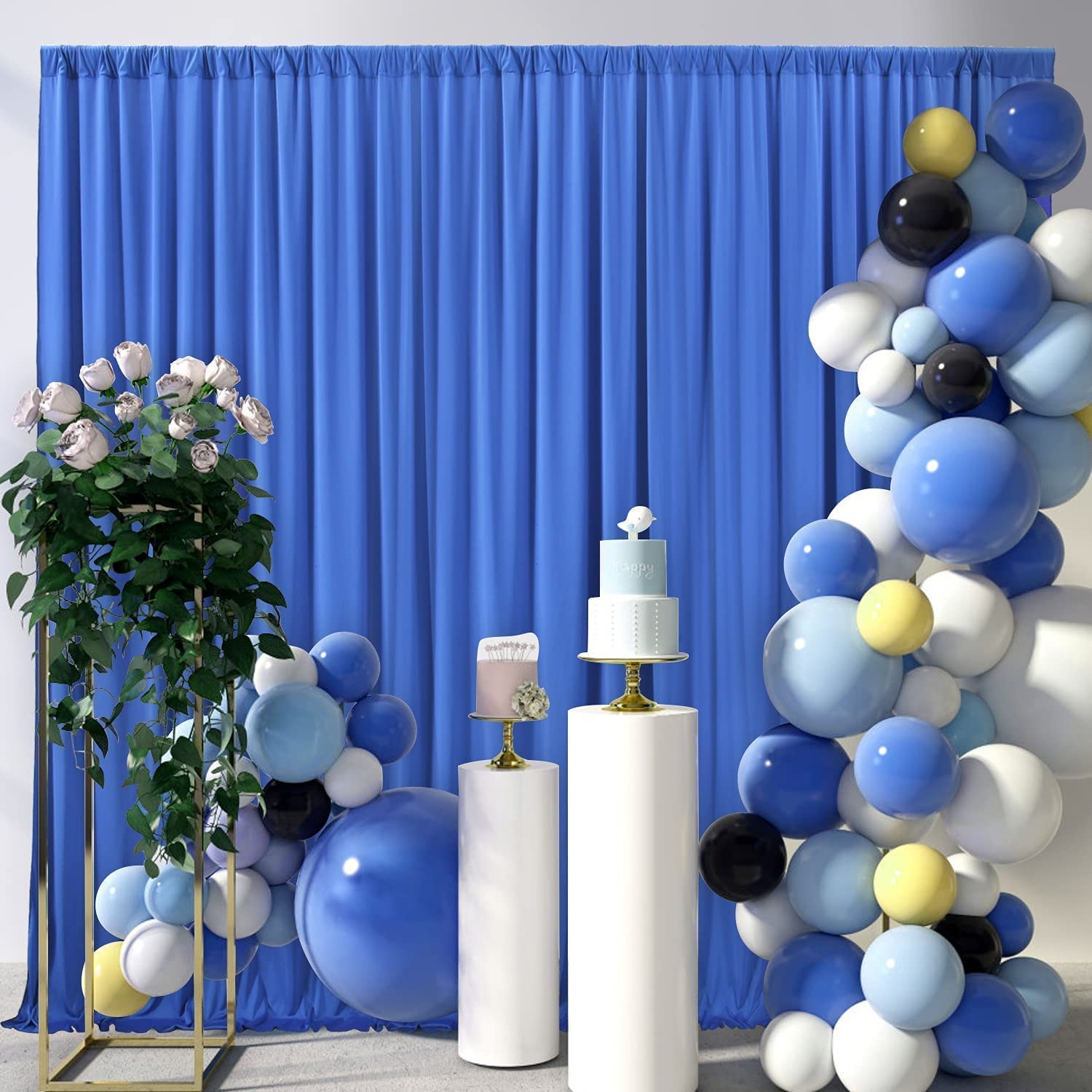 10 feet Wide x 12 feet Long Polyester Backdrop Drapes Curtains Panels with Ro…