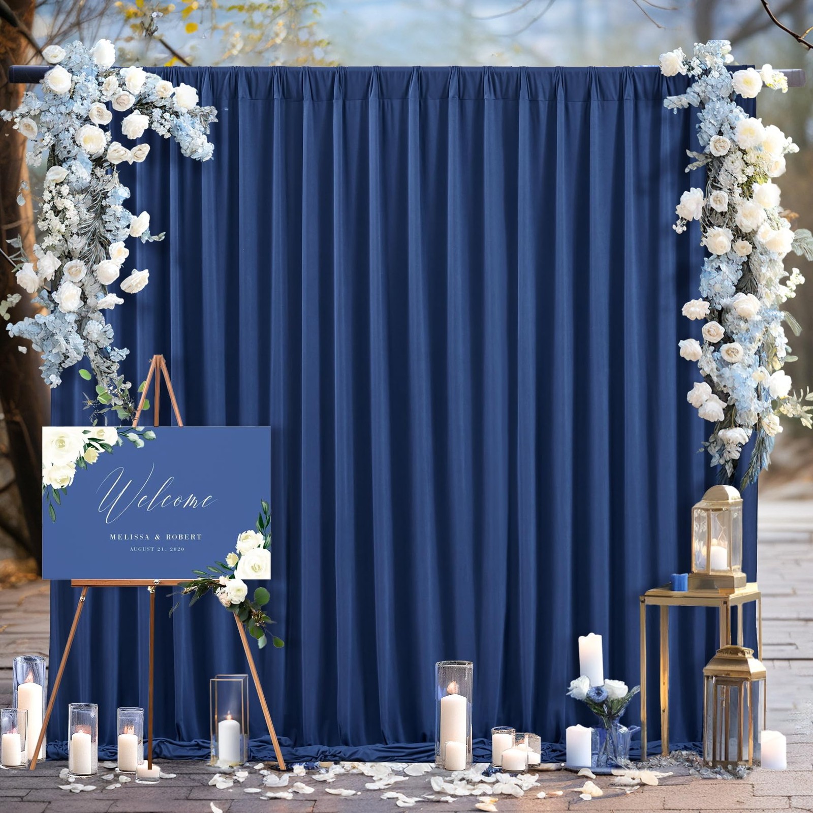 8x10FT Navy Blue Backdrop Curtains WrinkleFree Polyester Photography Drapes