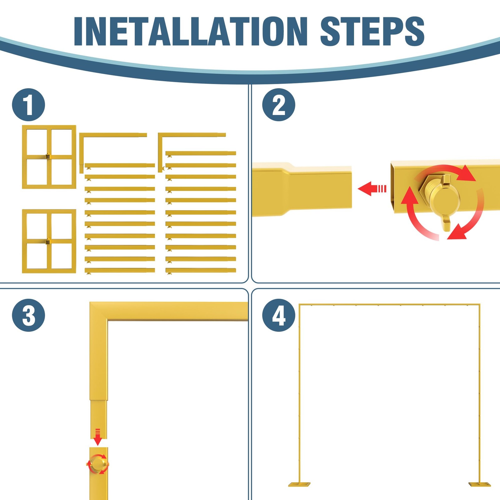 10×10 FT Backdrop Stand Heavy Duty Pipe and Drape Kit, Adjustable Gold Backdr…