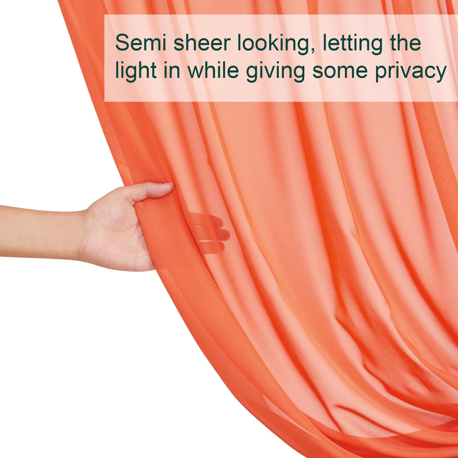 10ft x 10ft Orange Chiffon Backdrop Curtains Wrinkle-Free Sheer Fabric