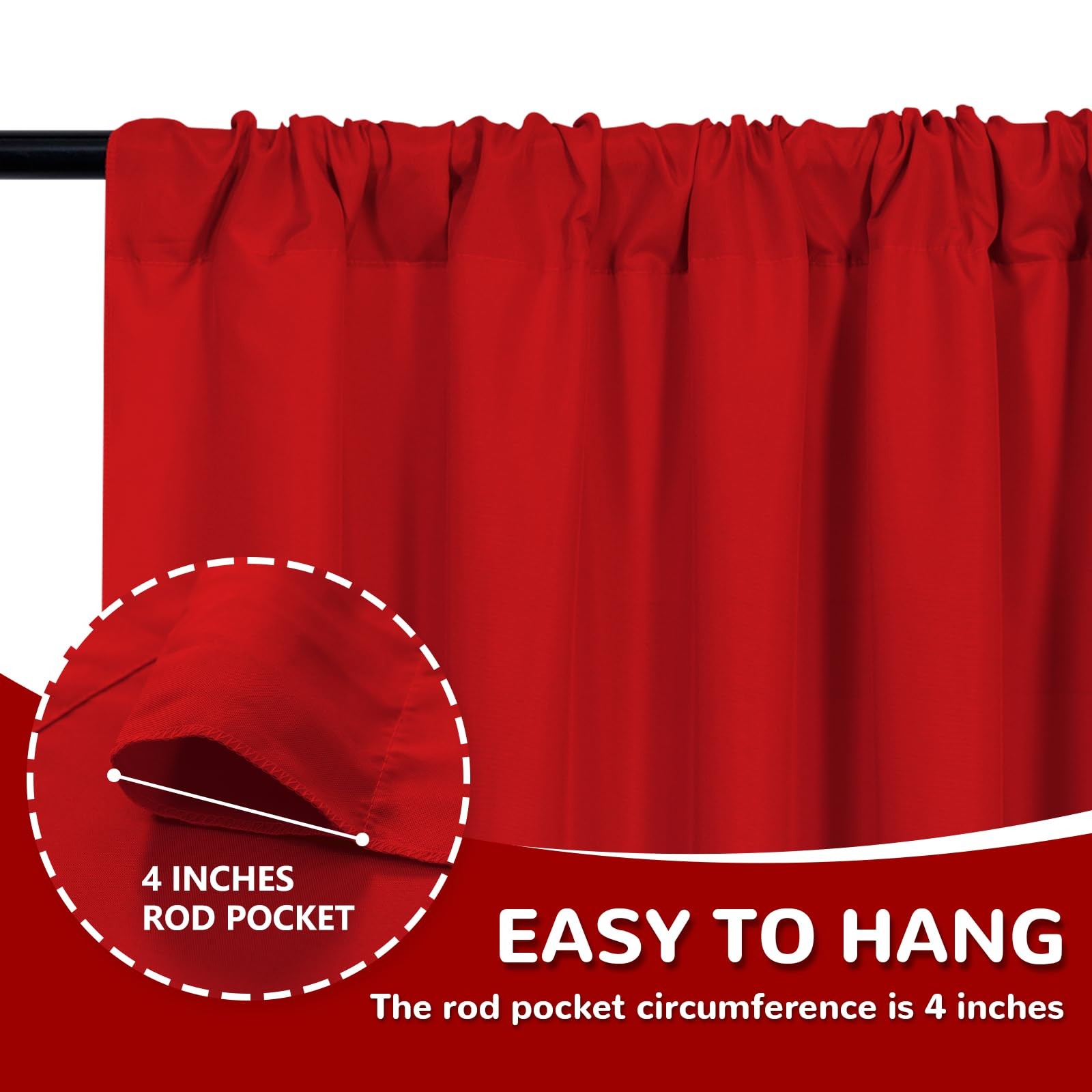 Red Backdrop Curtains For Party Wedding Ceremony Fabric Drapes 5x7ft 2 Panels