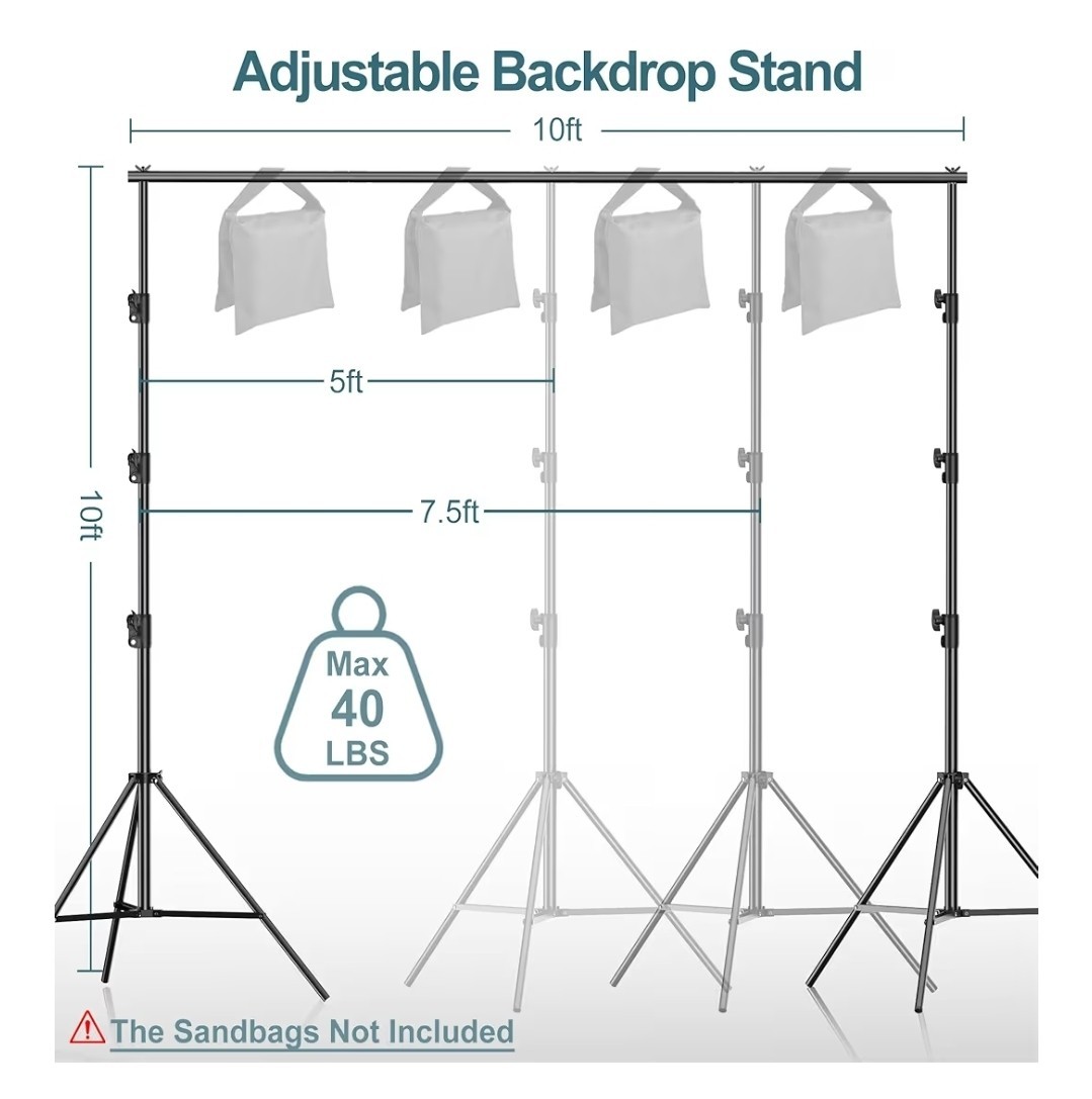 FUDESY 10 x 10 Heavy Duty Adjustable Backdrop Stand New Open Box