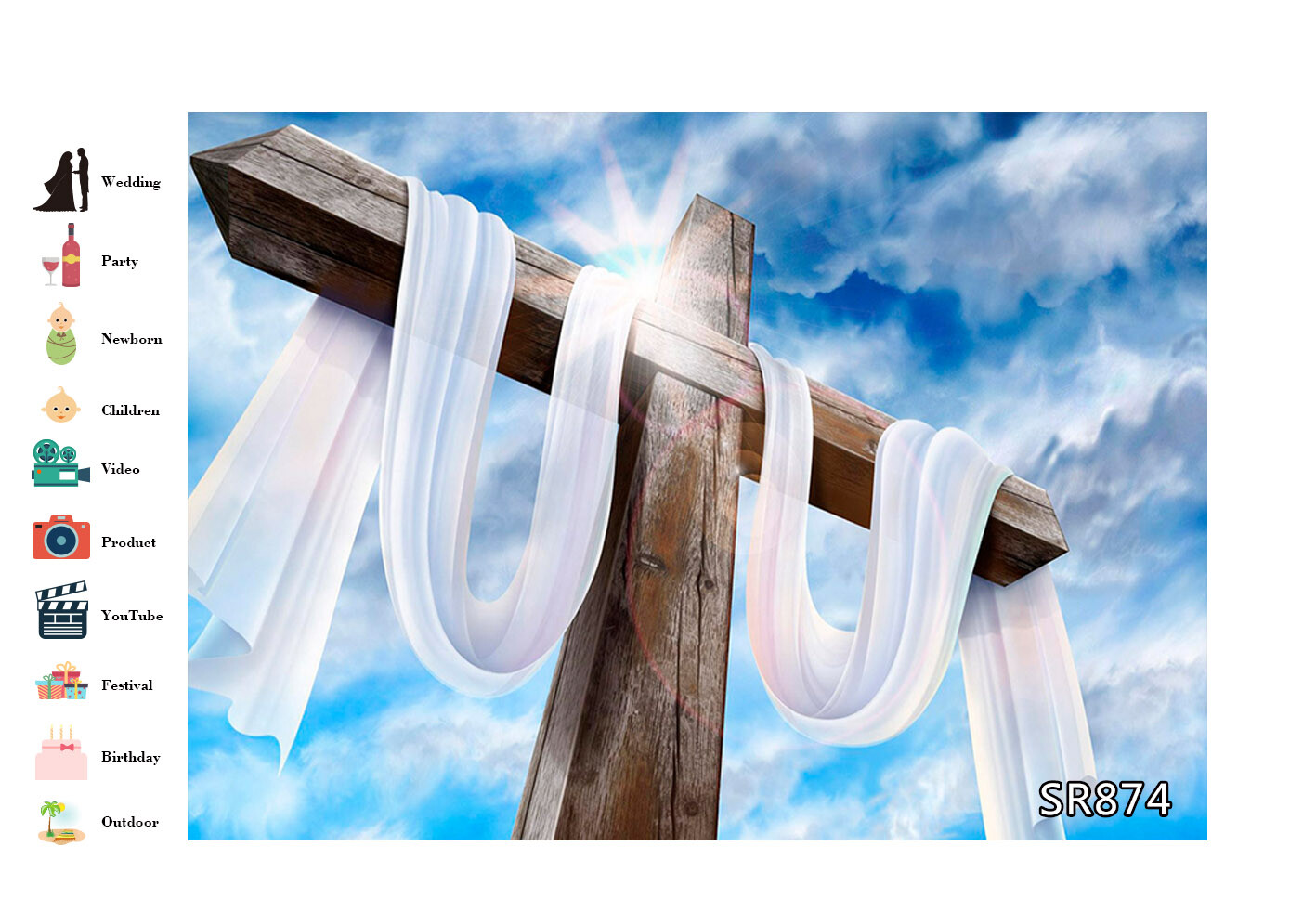 God Bless You Vinyl Backdrop Jesus Cross White Gauze Background Photography