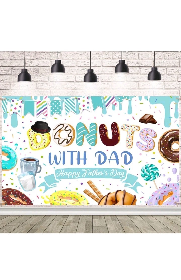 7x5ft Happy Father’s Day Photography Backdrop Donuts with Dad Sprinkle Box I
