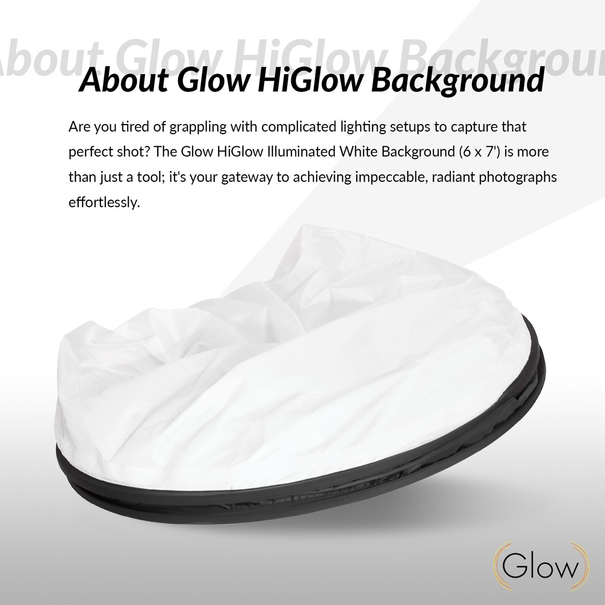 Glow 6×7′ HiGlow Illuminated White Background Kit With Studio Monolights and Lig