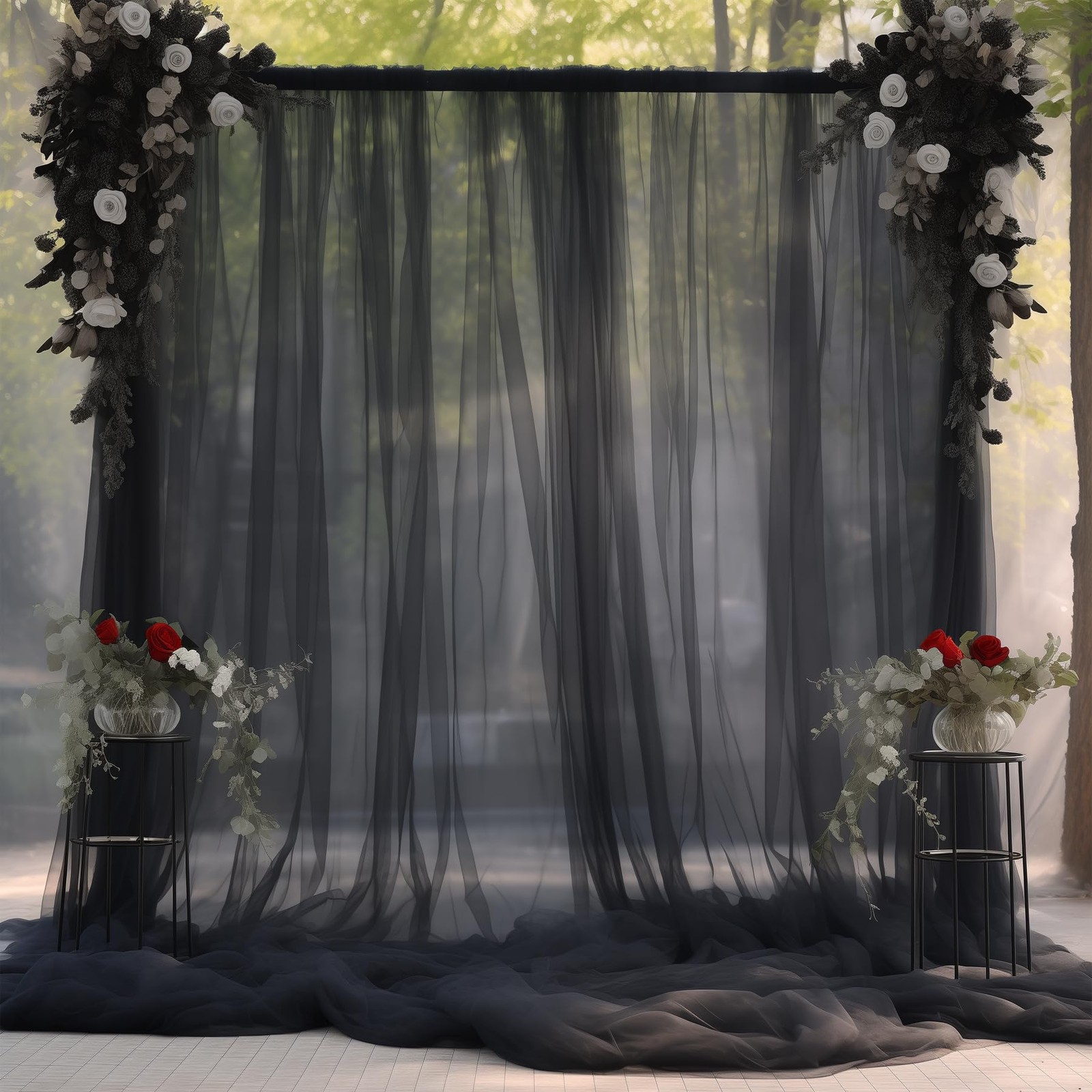 Black Sheer Backdrop Curtain 10x10ft Party Wedding Photo Background