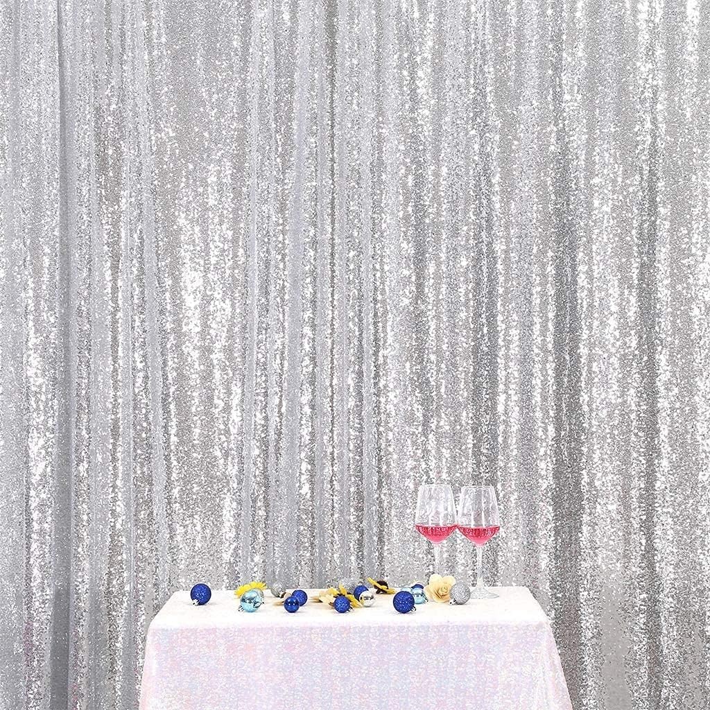 Silver Sequin Photo Backdrop Curtain 6FT x 8FT Birthday Wedding Party Decor