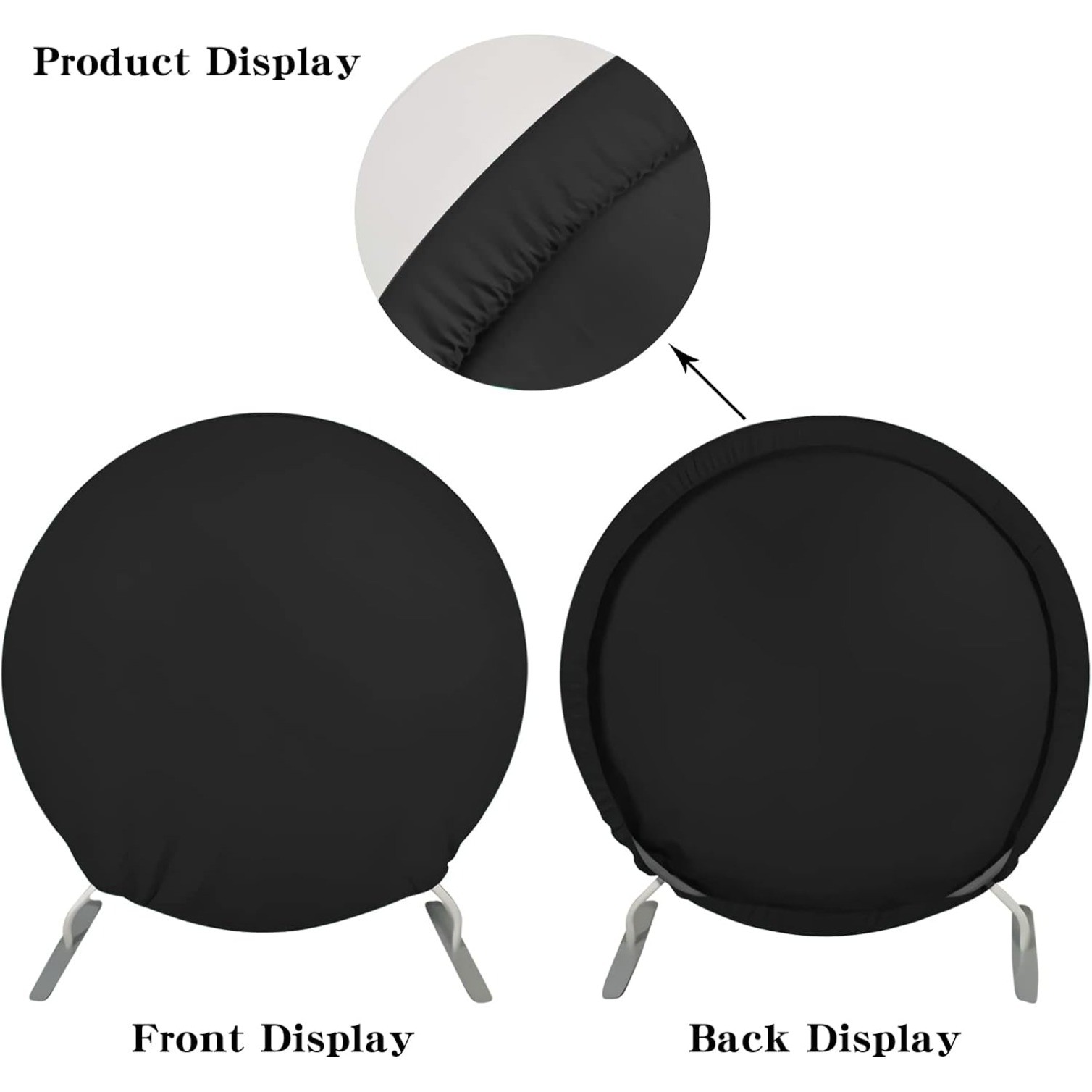 7.5×7.5ft Black Round Backdrop Cover Polyester Circular Solid Color Black Cloth