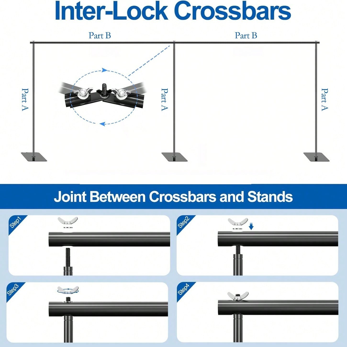 Adjustable 19×6.5ft Backdrop Stand With 360° Connectors Clamps And Carry Bag