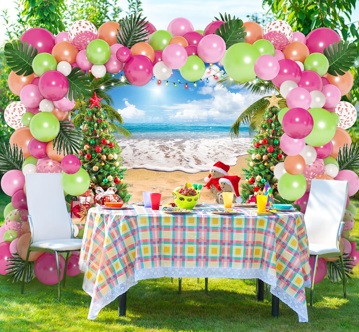 July Christmas Summer Hawaiian Beach Photography Backdrop 8x6ft Holiday Prop