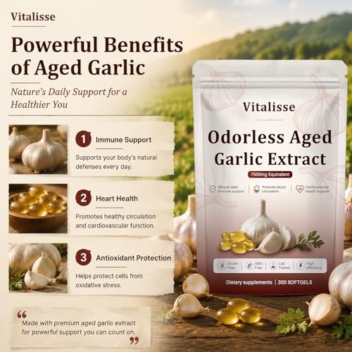 AJO Envejecido, 7500mg Odorless Organic Garlic Softgels – Heart & Immune