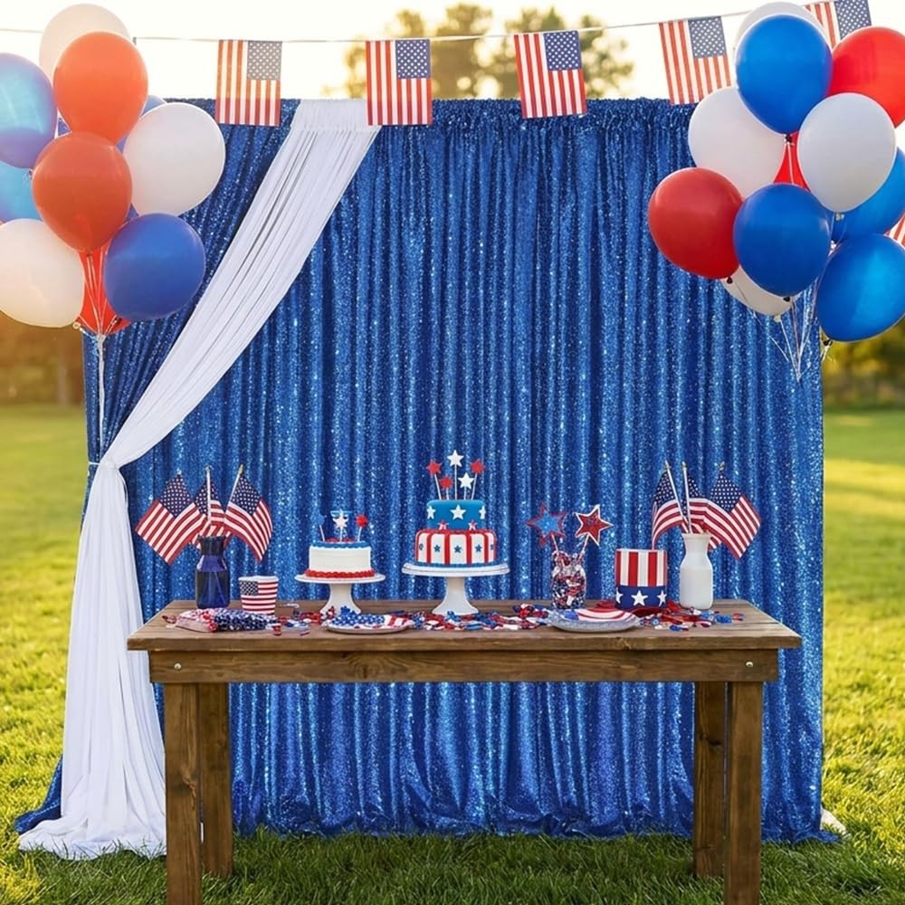 Royal Blue Sequin Backdrop Curtains 2 Packs 2ftx8ft Sparkly Backdrop Fabric G…