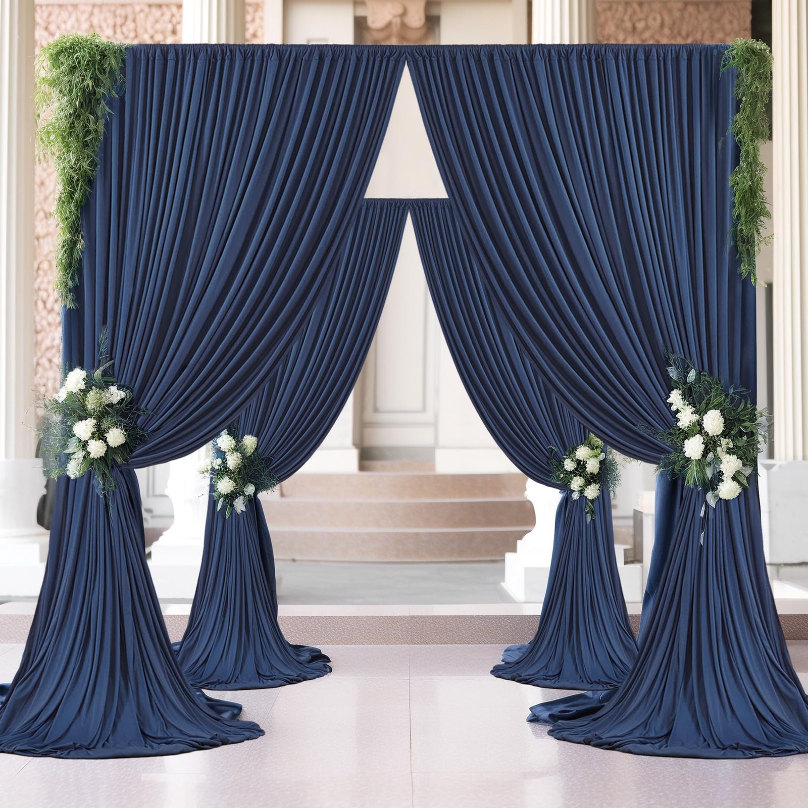 2 Panels 5ft x 12ft Navy Blue Backdrop Curtains, 10x12FT Total, Wrinkle Free