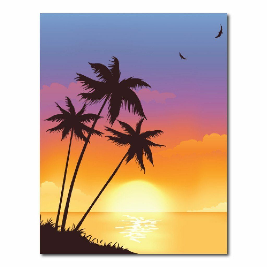 Tropical Island Sunset Vinyl Photography Backdrop – 8’x10′ or 8’x14′