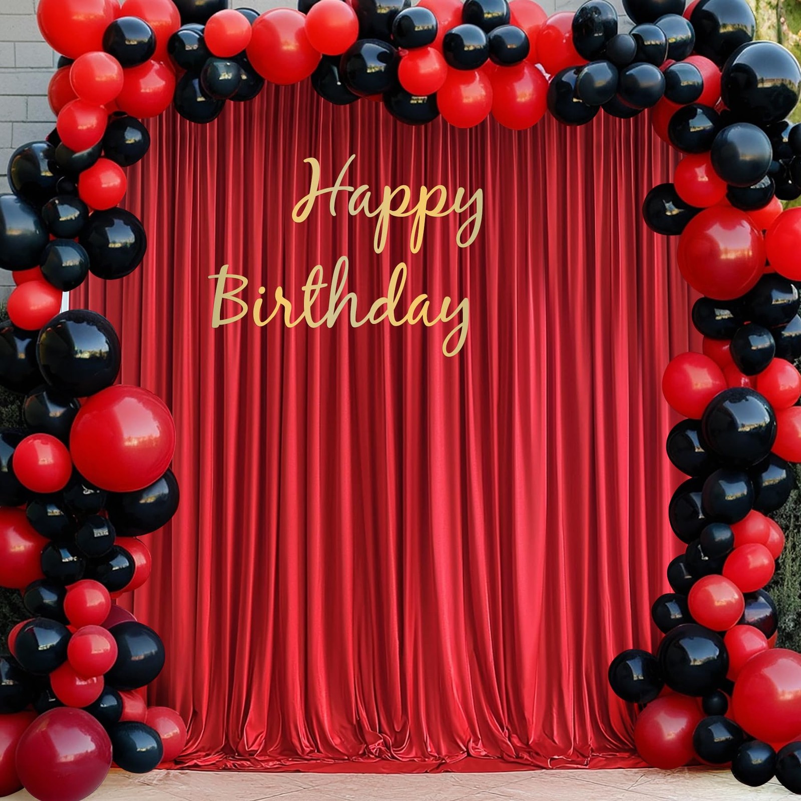 2 PCS 10×9 Ft Wrinkle Free Red Backdrop Curtains Parties Photo Drapes Fabric