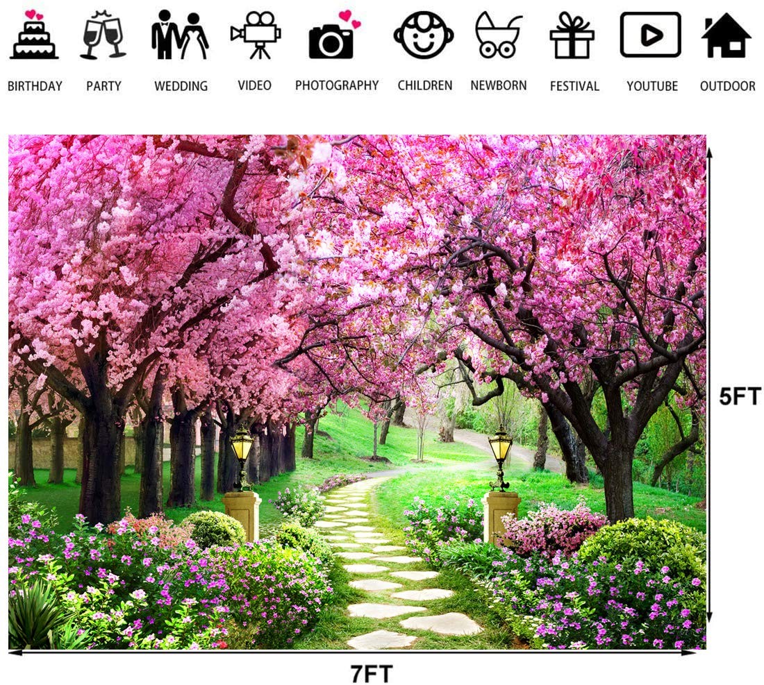 7x5FT Spring Backdrop Garden Landscape Scenery Photography Background Banner