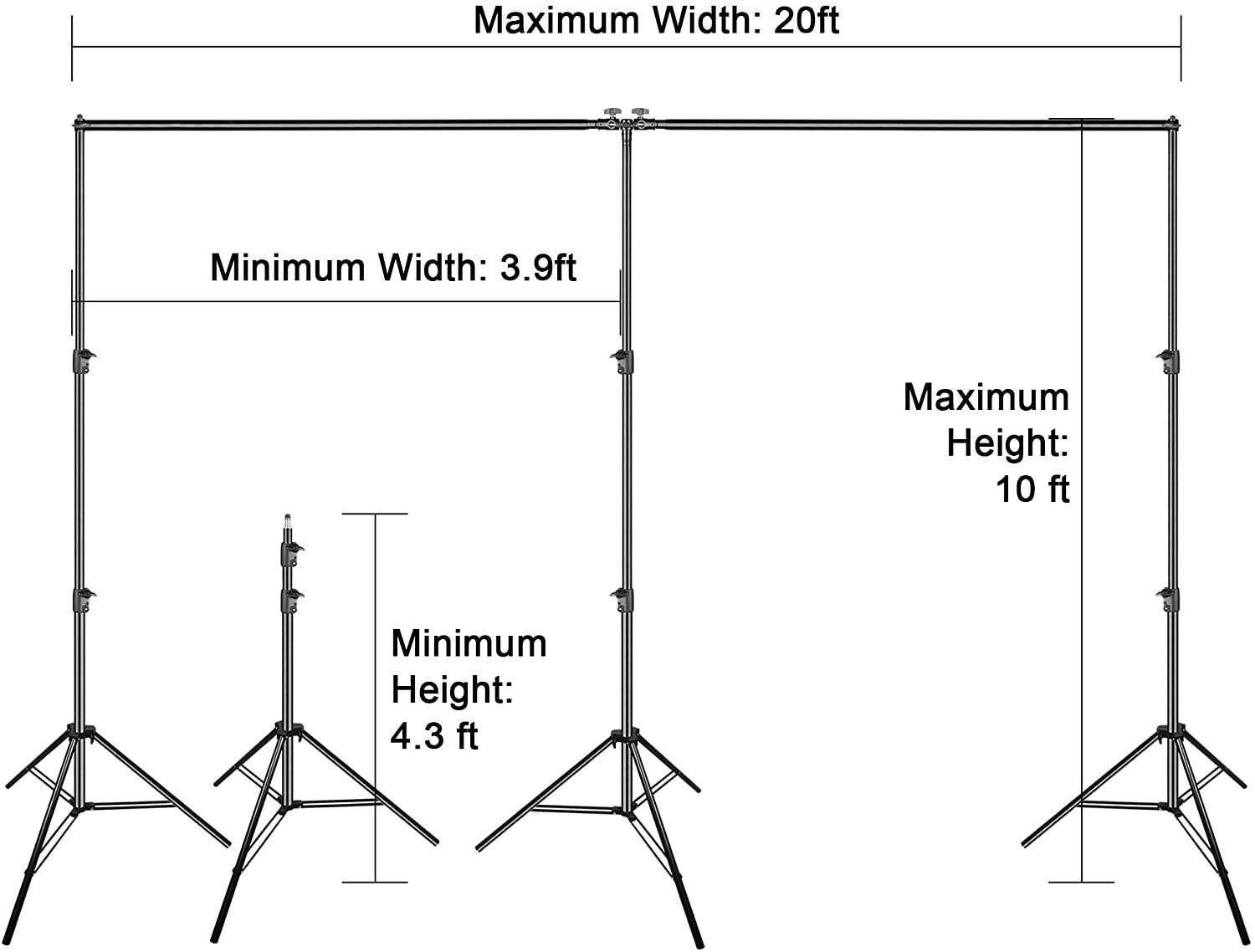 EMART Photo Video Studio 20 ft Wide 10 ft Tall Adjustable Heavy Duty Photogra…