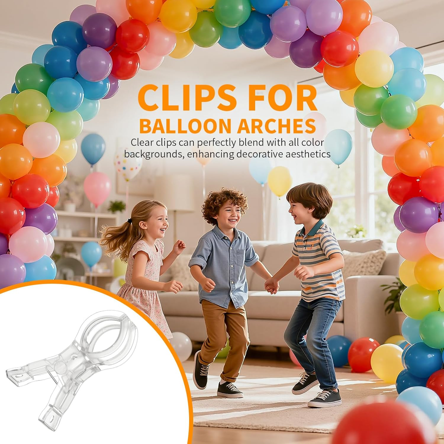 10 Pack Balloon Arch Clips, Large Clear Spring Clamps for Backdrop, 3.5” Plasti