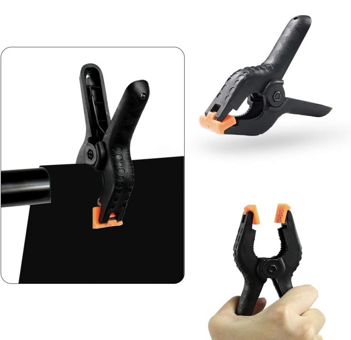 Mount Dog 10x12ft Photograph Backdrop Clips and 4 Spring Clamps Black- A0025