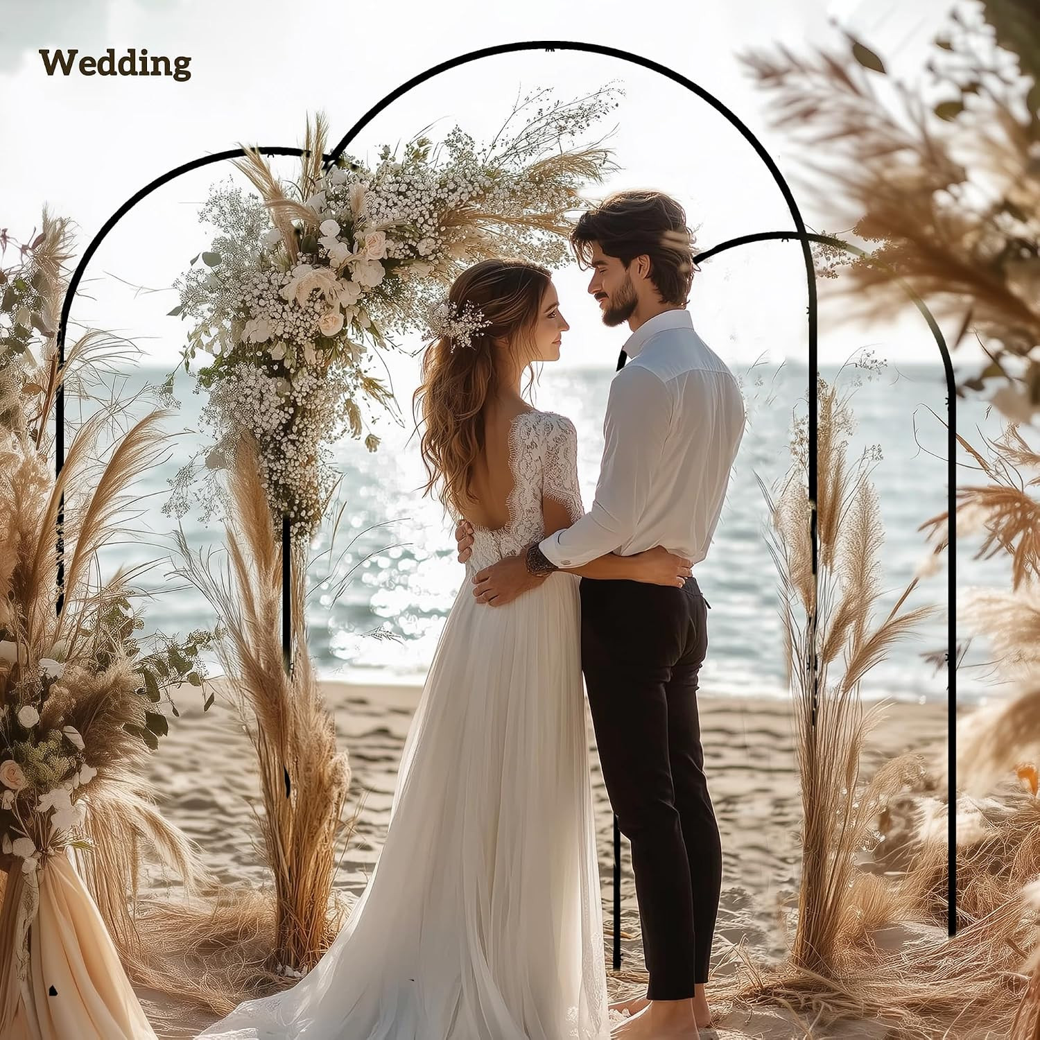 Outsunny Metal Arch Backdrop Stand Set of 3, 7/6.5/6 Ft Wedding Arch Frame, Ball