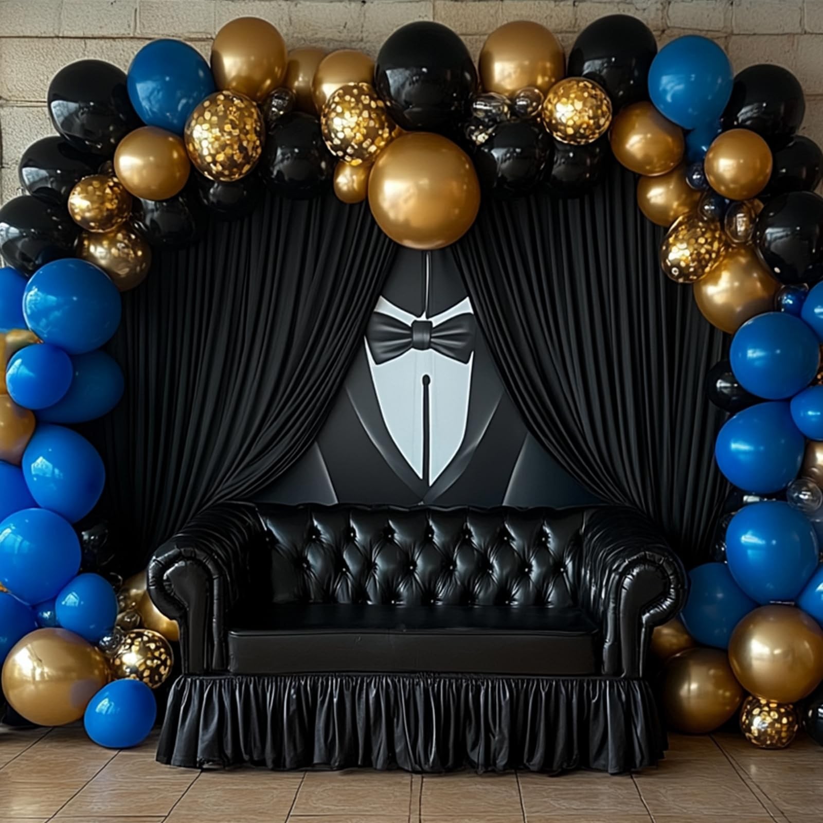 2 PCS Black Backdrop Curtains 5×10 Ft Wrinkle Free Party Photo Decoration