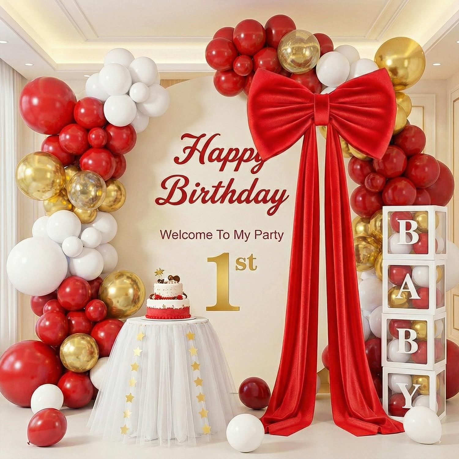 Giant Red Bow Decoration Long Ribbon 75×23 Inch Velvet Large Backdrop Decor