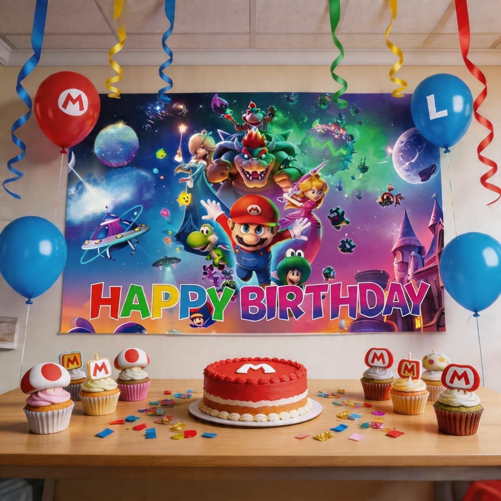 Cartoon Birthday Party Backdrop 5×3.3ft, Birthday Decorations and Party Decor…