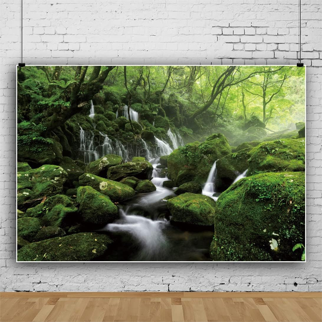 20X10Ft Forest Waterfall Backdrop Graceful Natural Scenery Photography Backgroun