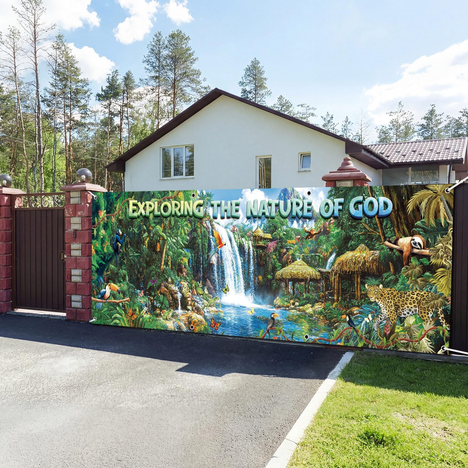 18×6 ft VBS 2026 Bible Rainforest Waterfalls Background Vacation Bible School…