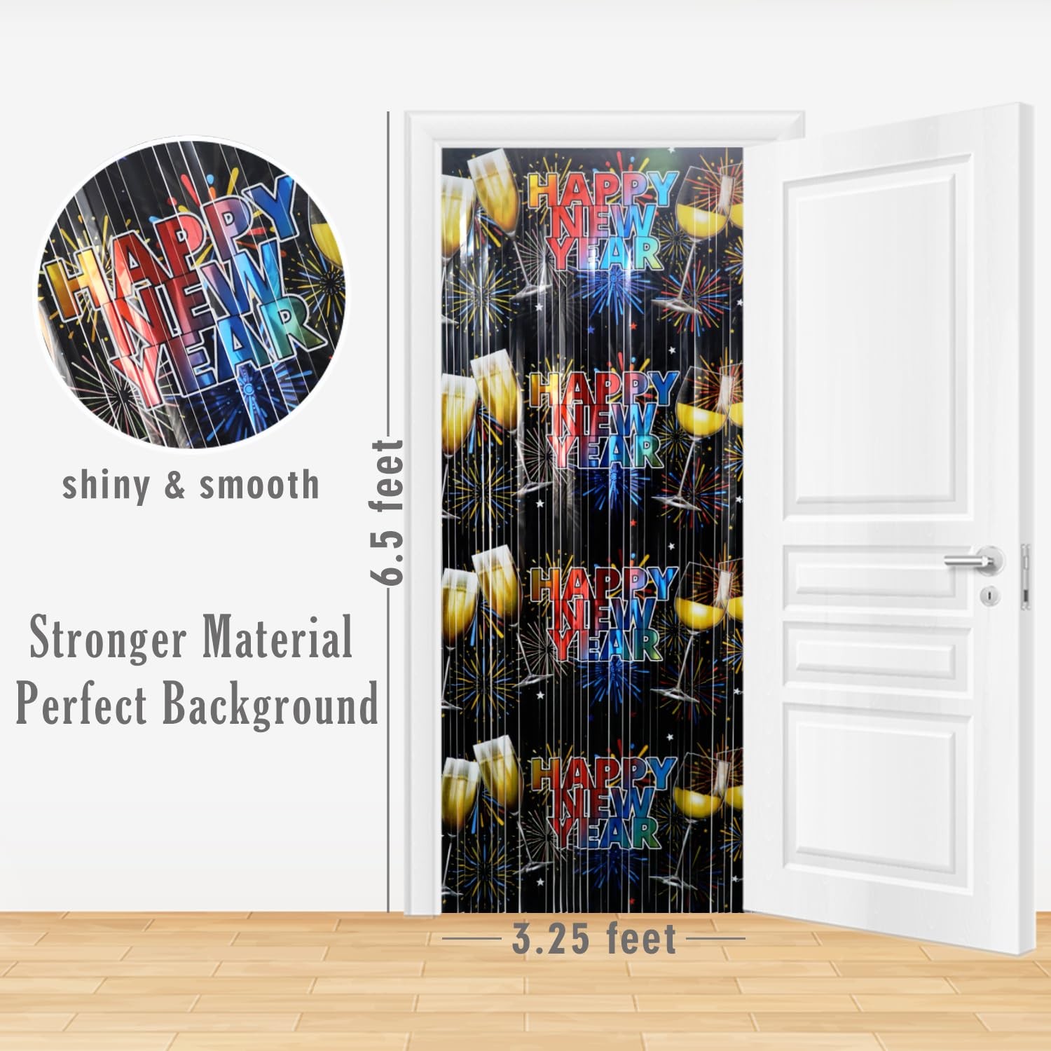 1 PCS Foil Curtain Backdrop Metallic Tinsel New Year Party Photo Booth Prop