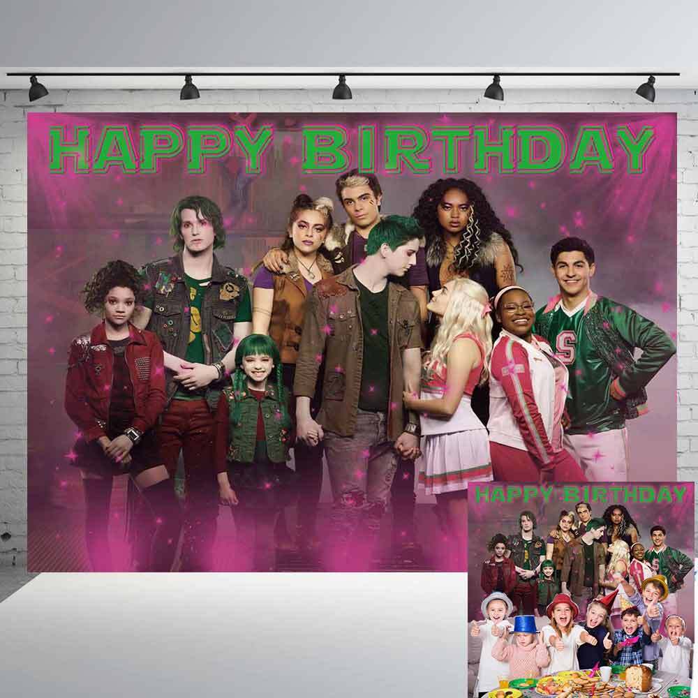 Disney Zombies Birthday Backdrop Banner Background Cartoon Party Supplies 7x5ft