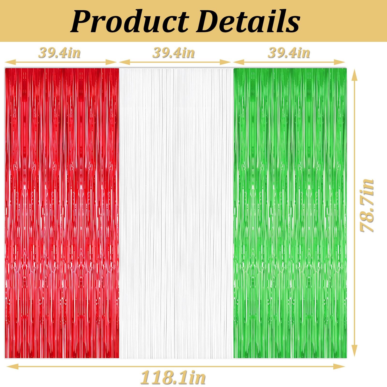 1 PC Red White Green Italian Party Tinsel Foil Fringe Curtain Backdrop Decor