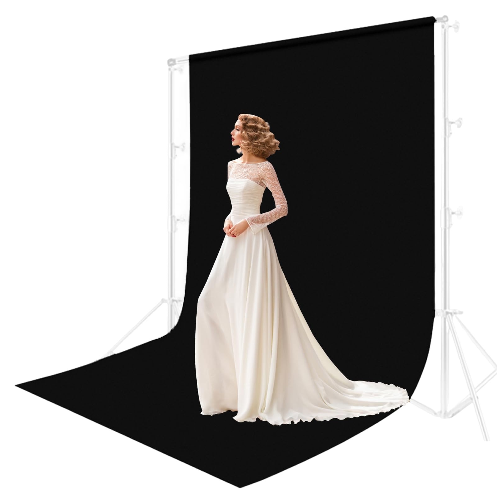 5×6.5 FT Black Velvet Backdrop for Photography, Pure 5×6.5FT,