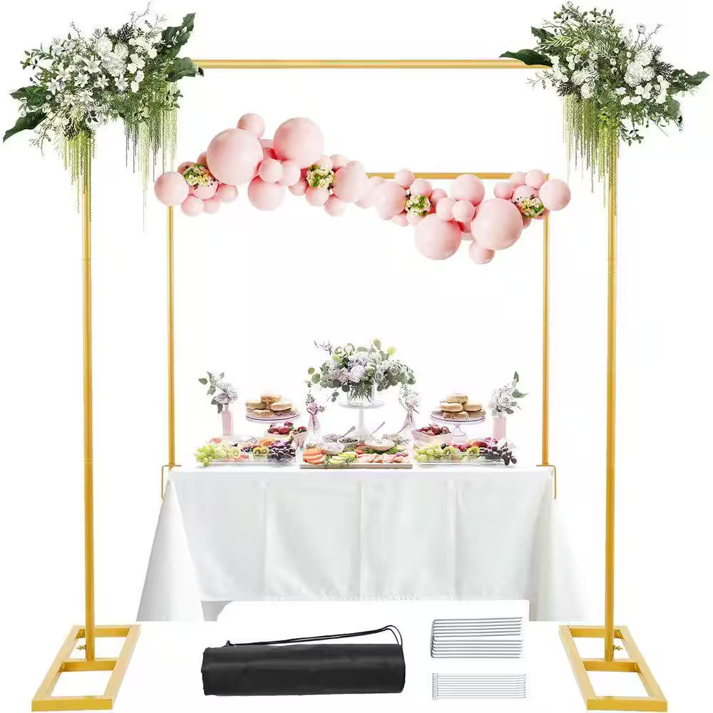 Adjustable Metal Backdrop Stand 8.2 Ft. Heavy Duty Wedding Arch Frame with Clamp