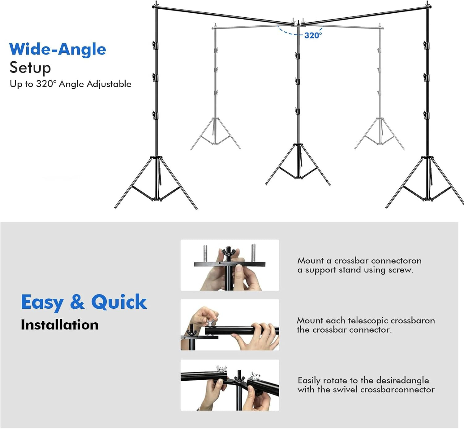 HYJ-INC Photo Video Studio 20Ft (Wide) X 10Ft (Tall) Heavy Duty Adjustable Width