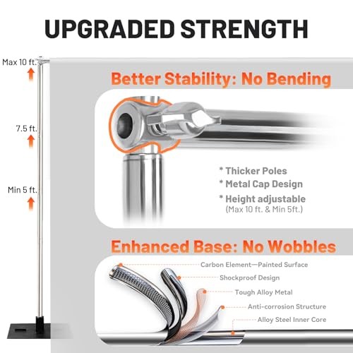 Heavy Duty Pipe and Drape Frame Kit 10x10ft Adjustable 10ft×10ft Sliver