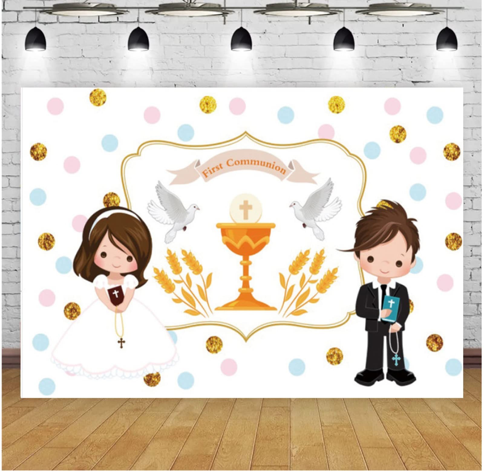 First Communion Photo Backdrop God Bless My Baptism Background 6x4ft Vinyl