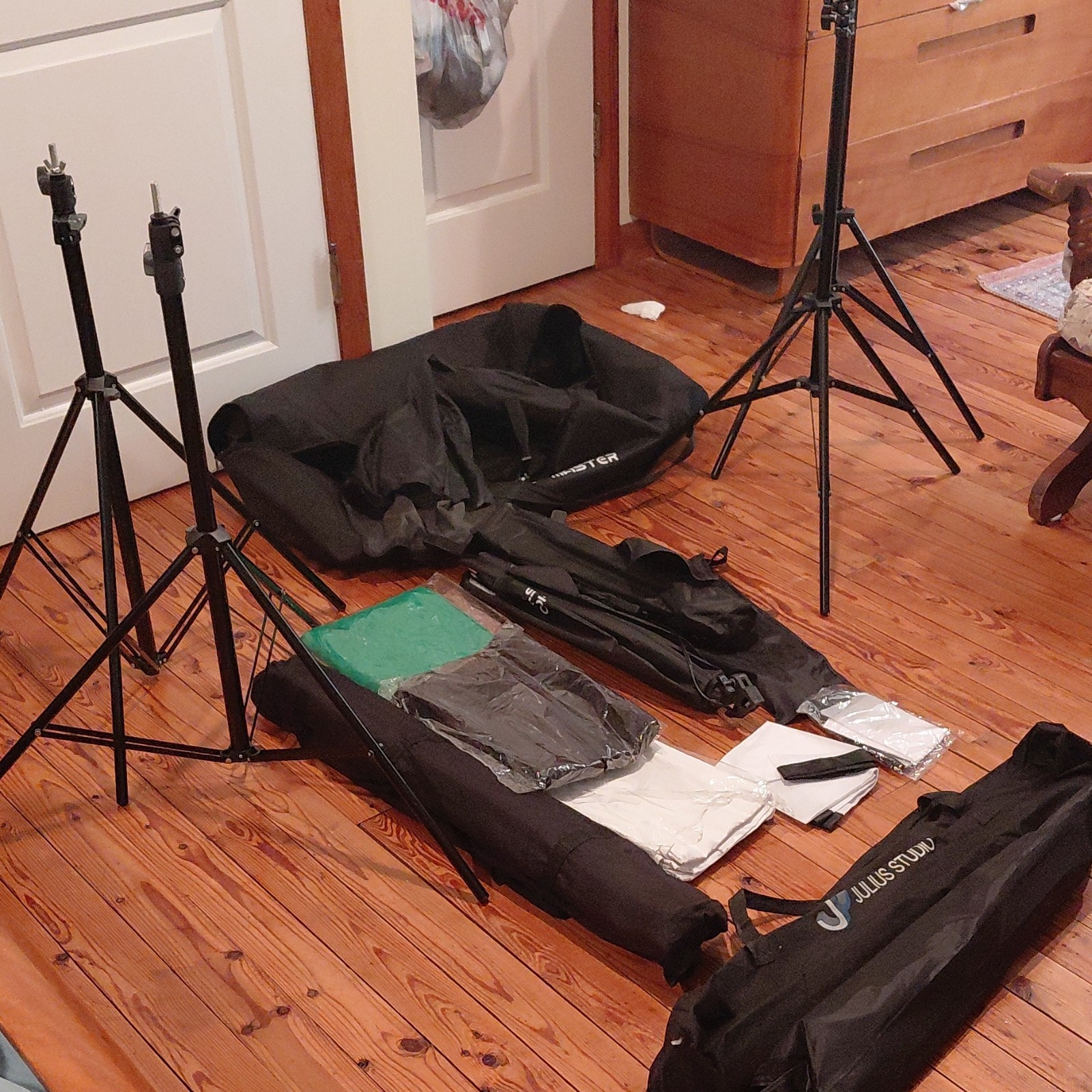 Photo Master Studio Background Kit White Black Green Cloth Backdrops Stands