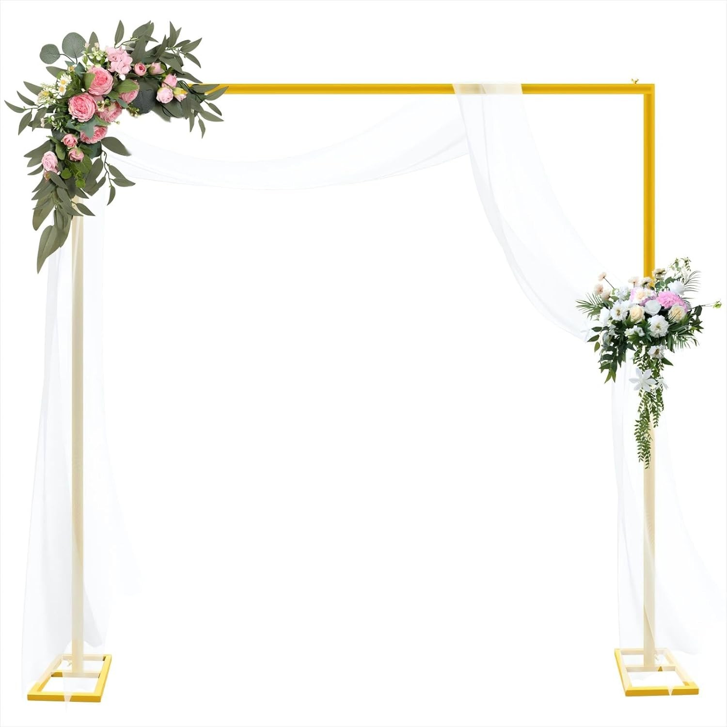 YIJXPOIN 8FT Gold Wedding Arch Backdrop Stand Heavy Duty Metal #R023