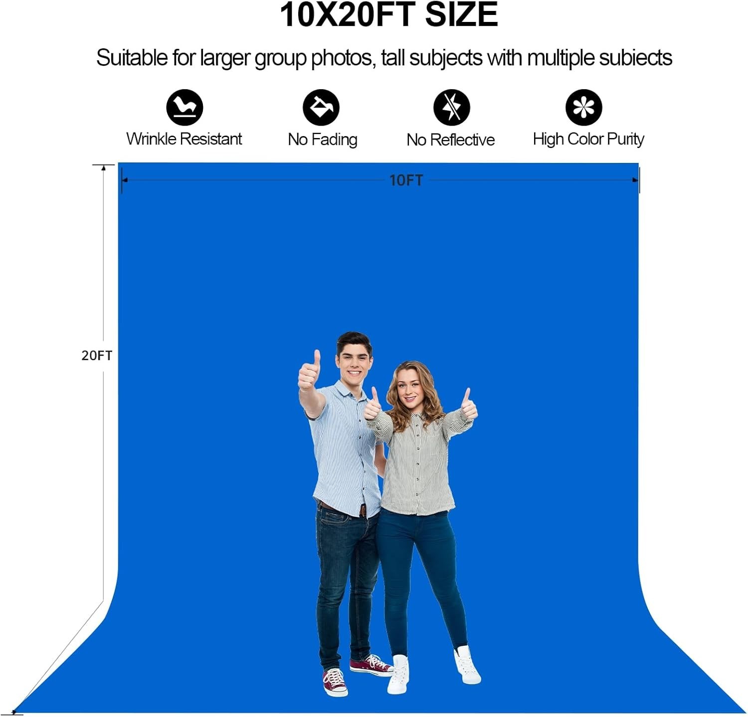 10x20Ft Blue Chromakey Backdrop for Photography, Blue Screen for Product Port…