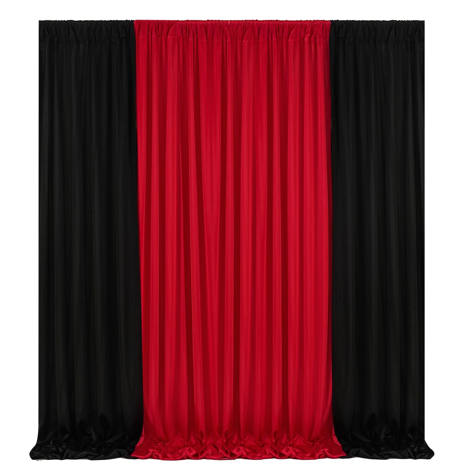 4 PCS 2.5x10FT Red Black Backdrop Curtains 10x10FT Wrinkle Free Drapes