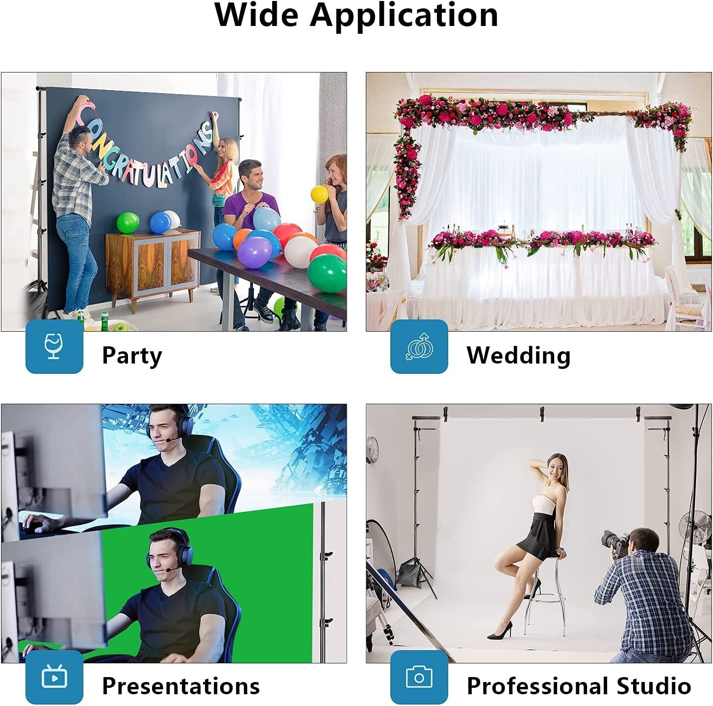ZBWW Adjustable Backdrop Stand 8.5x10ft Photo Video Studio w/ 12 pcs Balloons
