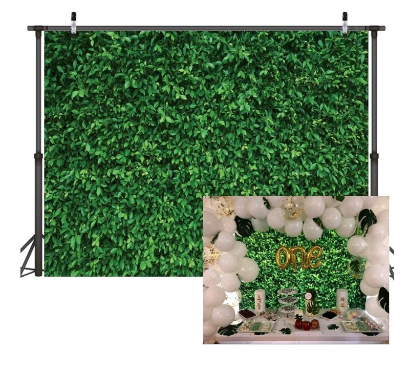 LYWYGG 8X8FT Green Leaves Photography Backdrops Mmicrofiber Nature