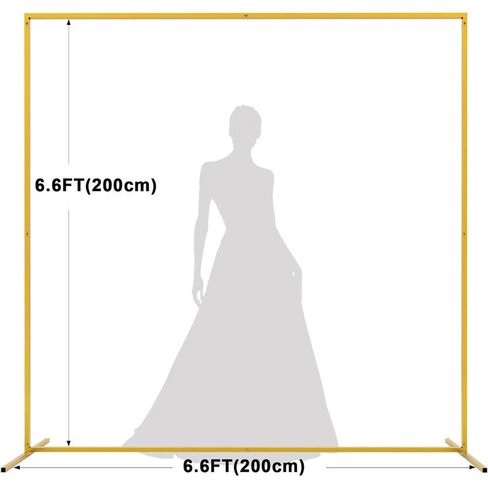 6.6 Ft. X 6.6 Ft. Gold Metal Wedding Arch Backdrop Stand Square Frame Ceremony P